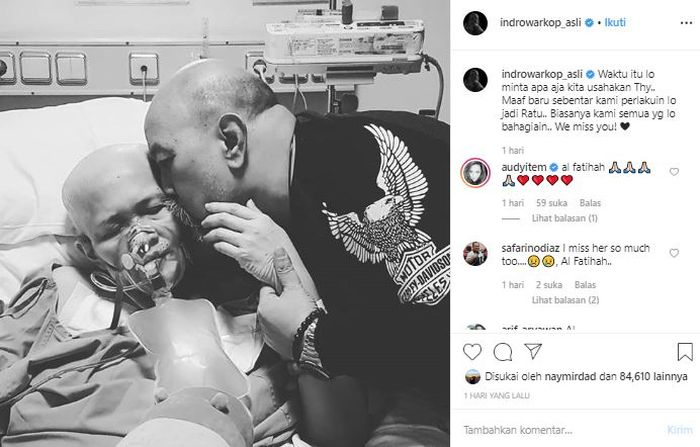 Indro Warkop ungkap kerinduannya kepada sang istriIG @indrowarkop_asli