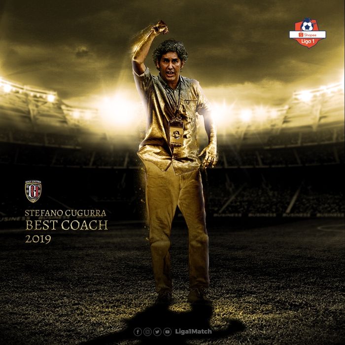 Pelatih Bali United, Stefano Cugurra alias Teco, dinobatkan menjadi Best Coach Liga 1 2019.