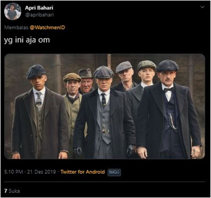 disandingkan dengan adegan dari Peaky Blinders