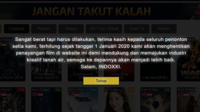 IndoXXI diblokir.