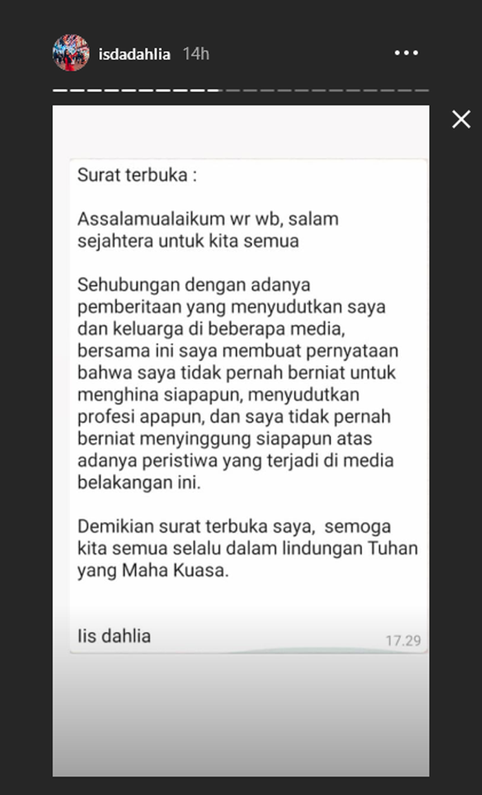 Surat terbuka Iis Dahlia