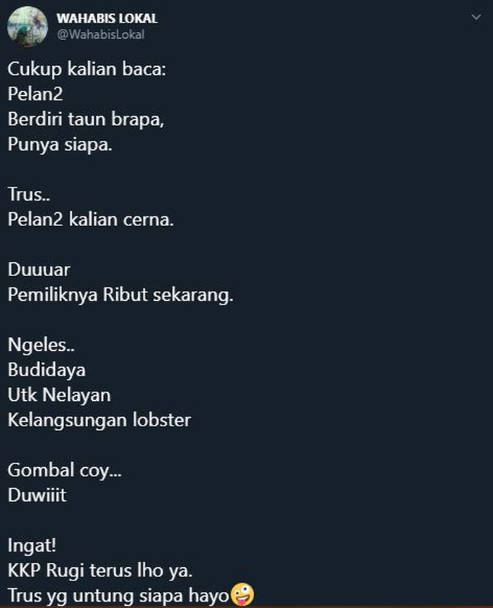 Cuitan akun @WahabisLokal