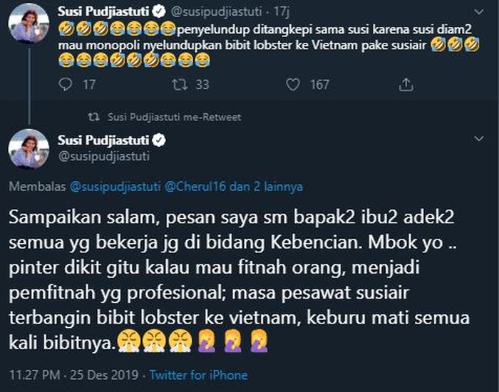 Balasan Susi kepada netizen