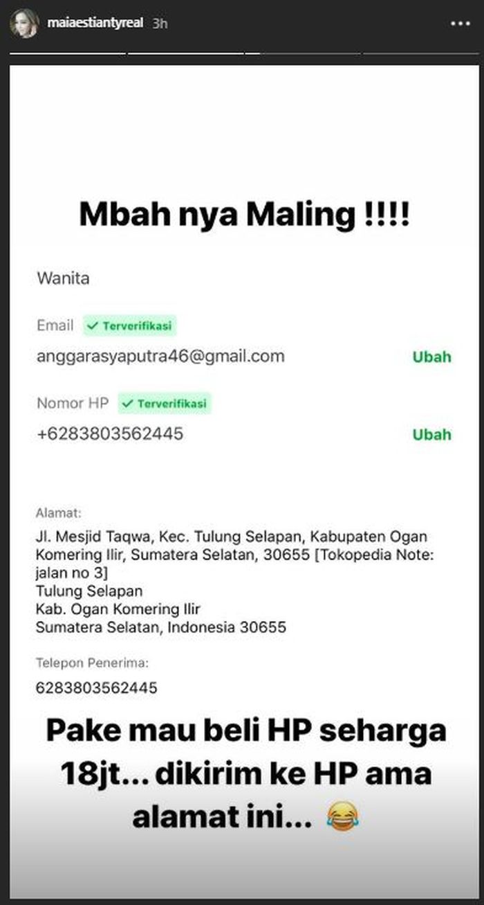 Maia Estianty mengaku kalau saldo Gopay miliknya akan digunakan untuk membeli handphone seharga Rp 18 juta oleh seorang oknum driver Gojek.