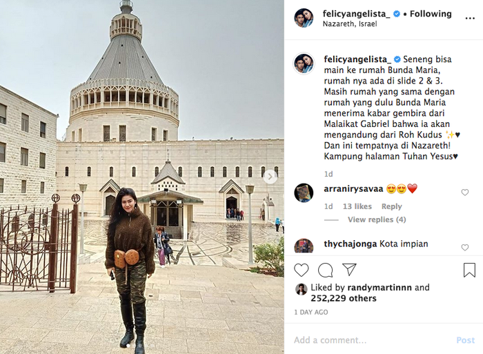 Unggahan foto Felicya Angelista