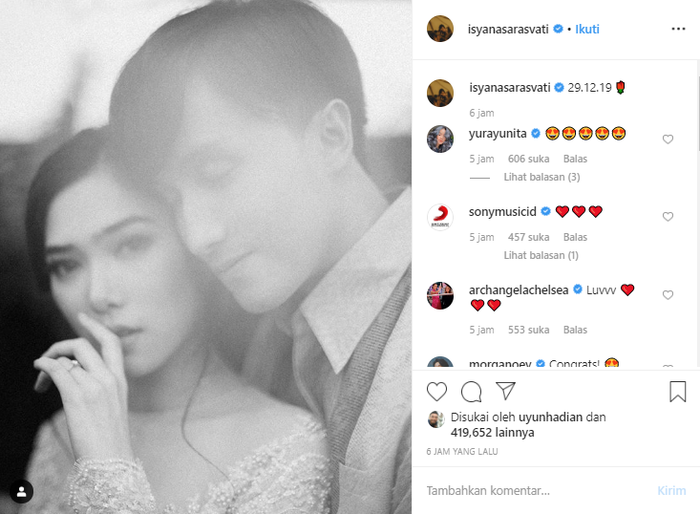 Potret Isyana dan kekasih lamaran