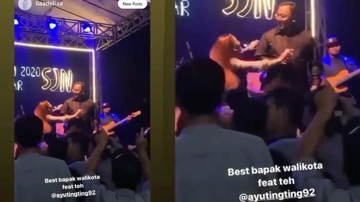 Aksi panggung Ayu Ting Ting bersama wakil walikota Depok