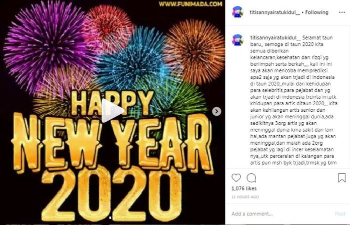Nyai Ratu Kidul meramal kejadian di tahun 2020