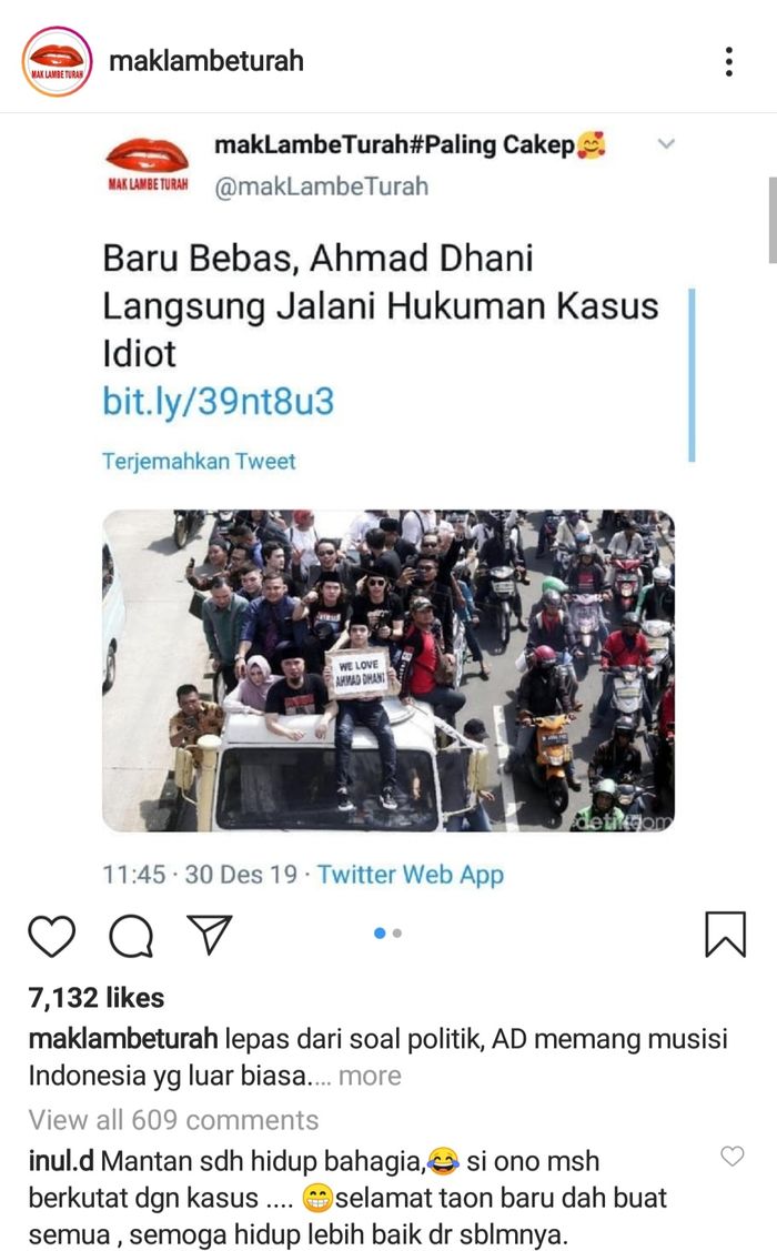Inul Daratista kepergok tulis komentar sindiran untuk Ahmad Dhani