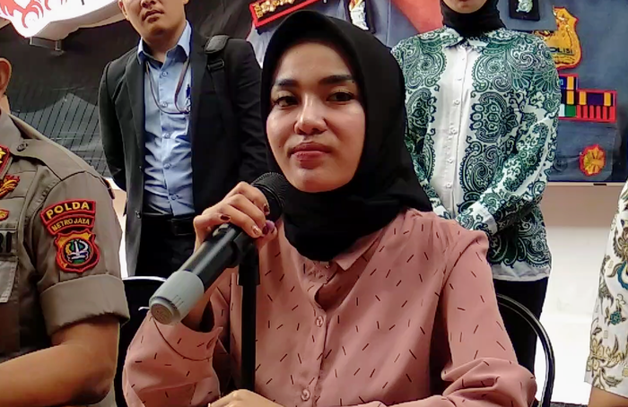 Medina Zein di Polda Metro Jaya, Jakarta Selatan, Jumat (3/1/2020).