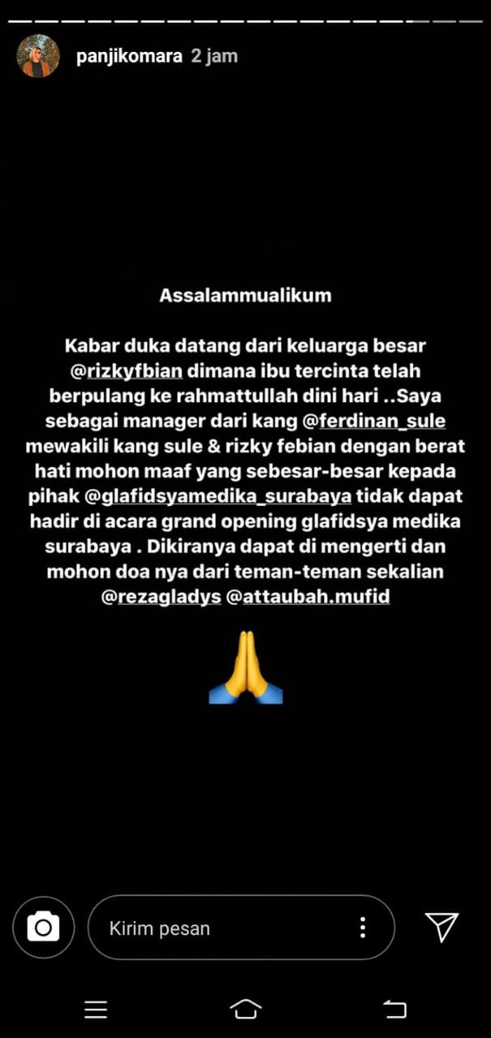 Asisten Sule unggah kabar Lina meninggal dunia