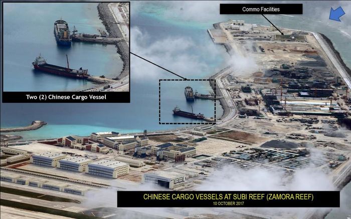Lokasi tempat China diduga membuat persenjataan, hal ini melanggar kesepakatan multilateral dan hukum internasional PBB