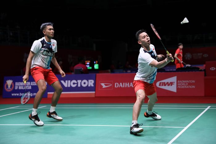 Pasangan ganda putra Indonesia, Fajar Alfian/Muhammad Rian Ardianto, tampil pada babak pertama Malaysia Masters 2020 di Axiata Arena, Bukit Jalil, Kuala Lumpur, Selasa (7/1/2020).