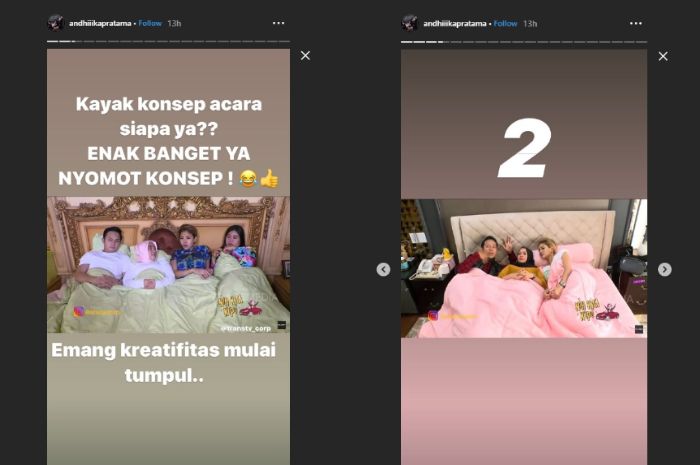Postingan Andhika di Instagram Story-nya