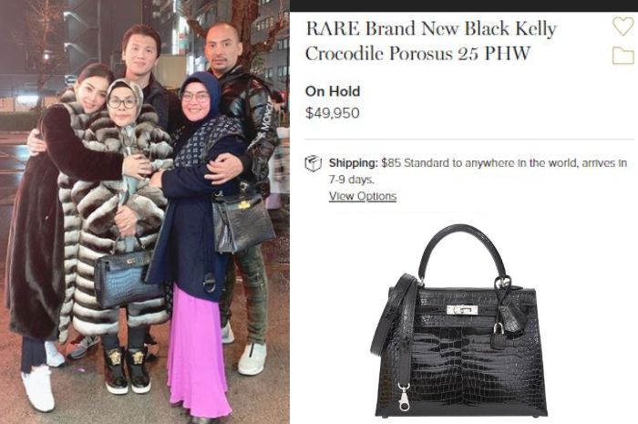 Gaya mewah Wati Nurhayati ibu Syhairni tenteng tas branded harga 600 jutaan rupiah saat liburan ke luar negeri