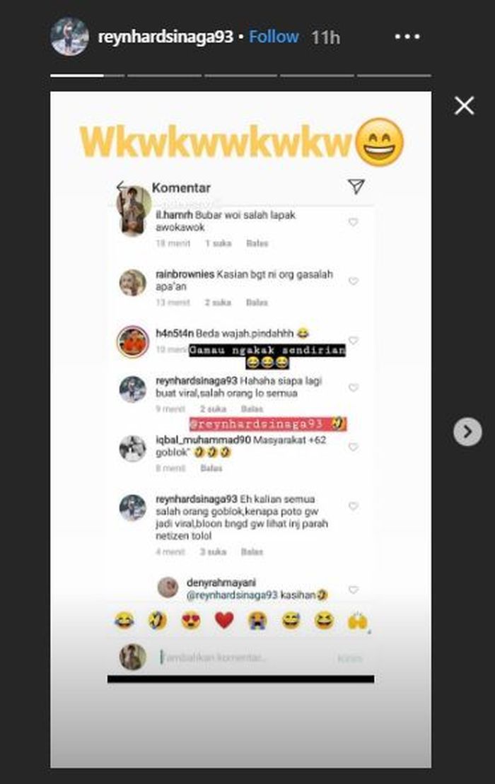 Tanggapan pemilik akun @reynhardsinaga93 yang jadi salah sasaran bully dari netizen