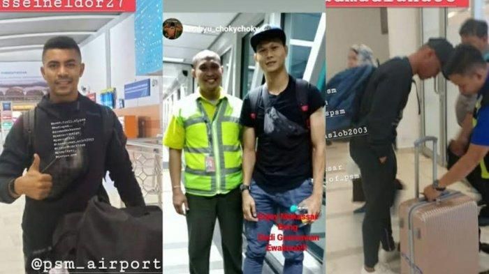 Irsyad Maulana, Dedi Gusmawan, dan Hussein El Dor, yang kedapatan tiba di Bandara Sultan Hasanuddin, Makassar, pada Jumat (10/1/2020).