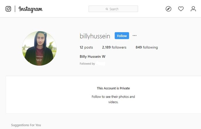 Instagram Billy Hussein digembok