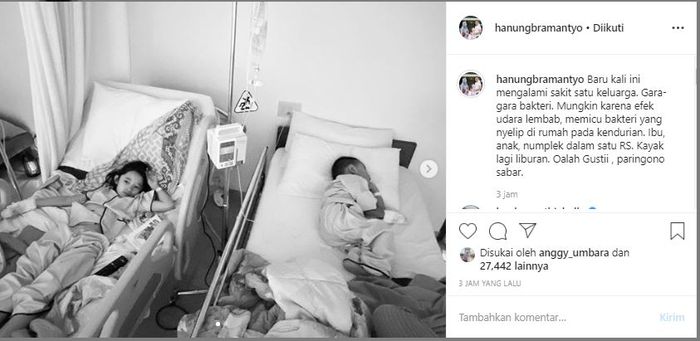 Anak-anak keluarga Hanung Bramantyo masuk rumah sakit