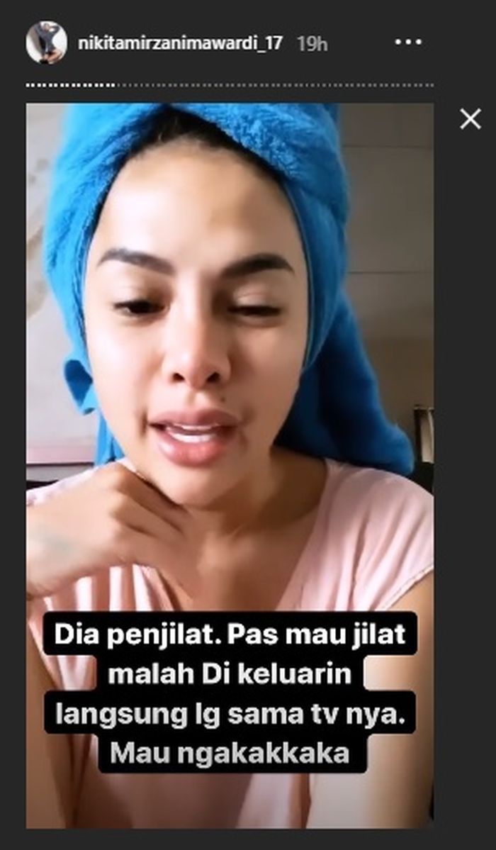 Postingan Nikita Mirzani yang kesal dengan permintaan maaf Andhika yang diunggah lewat YouTube