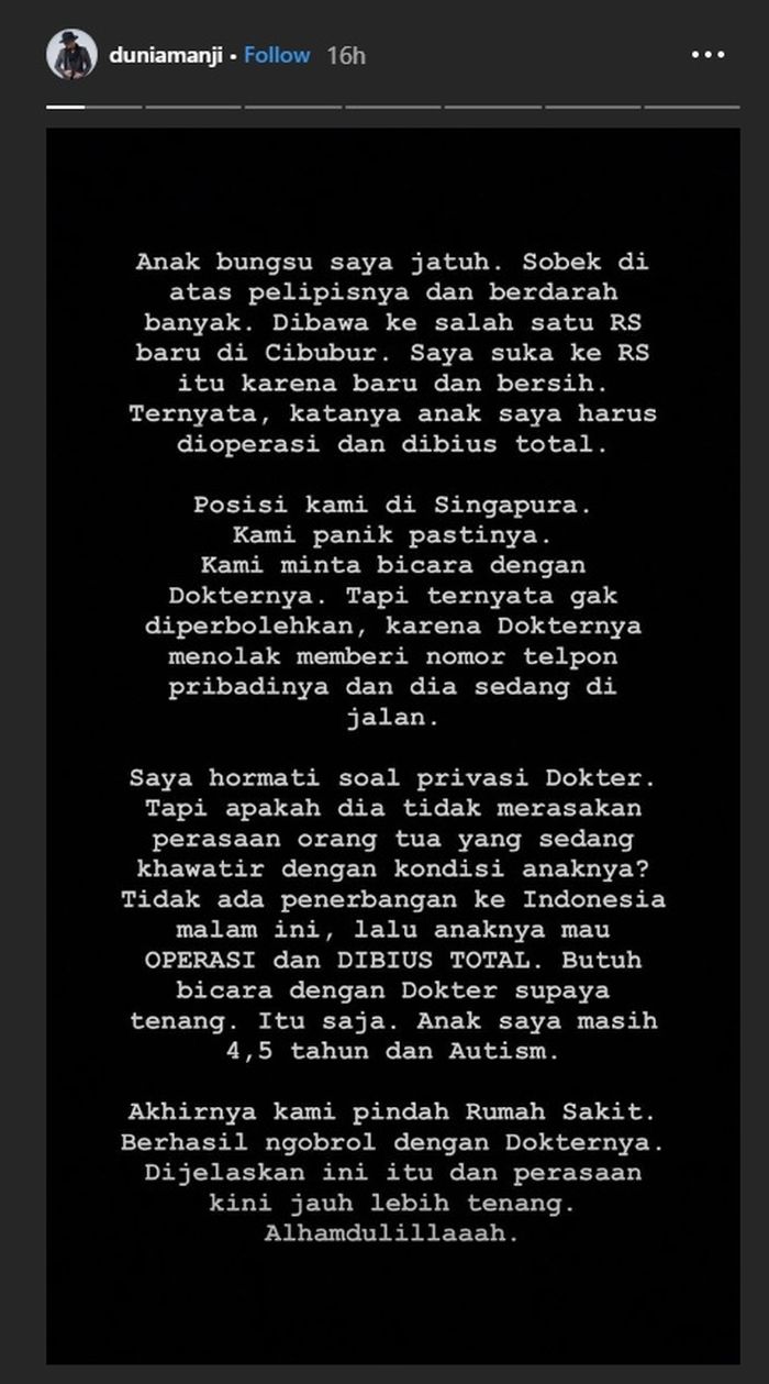 Curhatan rasa kecewa Anji dengan dokter yang menangani sang putra