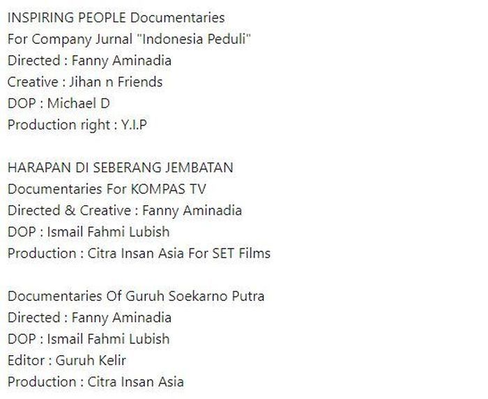 Keterangan di akun LinkedIn Fanni Aminadia