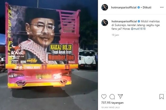 Lukisan ajah Hotman Paris yang terpampang nyata di bokong truk