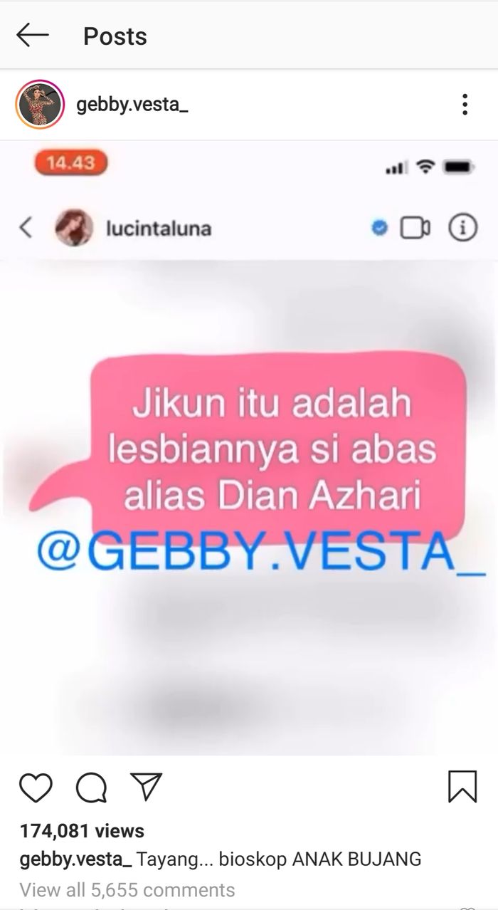 Gebby Vesta bocorkan percakapannya dengan Lucinta Luna.