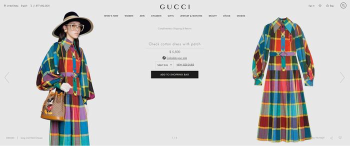 Gucci seri Check cotton dress with patch