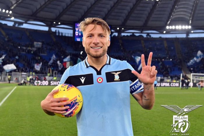 Ciro Immobile, mencetak hat-trick yang membawa Lazio menang 5-1 atas Sampdoria pada pekan ke-20 Liga Italia, Sabtu (18/1/2020) di Stadion Olimpico Roma.