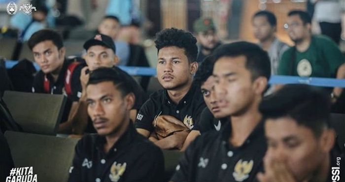 Timnas U-19 Indonesia di Bandara Internasional Soekarno Hatta, Tangerang, Senin (20/1/2020)