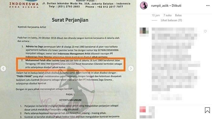 surat perjanjian kontrak Lucinta Luna