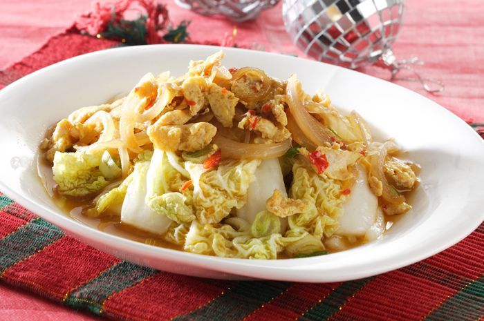 Tumis Sawi Putih Siram Telur