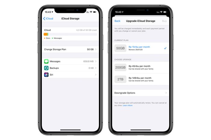 Cara membeli iCloud Storage Plan di iOS 13