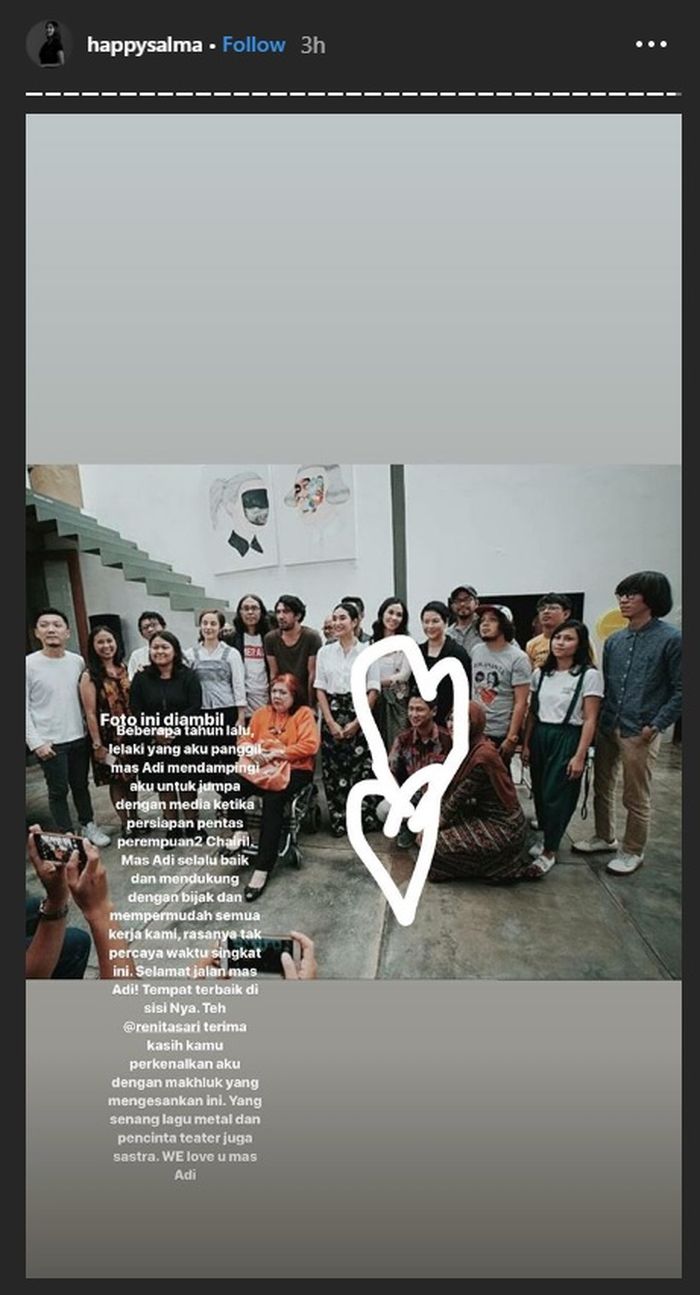 Kenangan Happy Salma bersama mendiang Adi Pardianto saat almarhum masih hidup.
