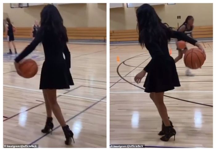 Gianna Bryant menunjukkan skilnya memainkan bola basket