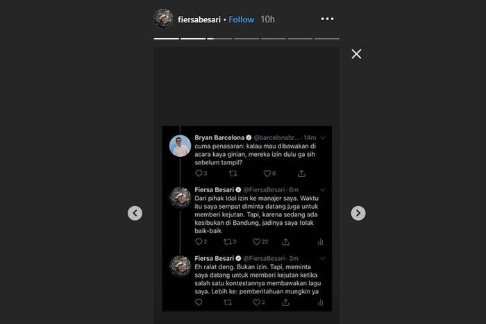 Bidik layar Instagram Story Fiersa Besari.
(Instagram/Fiersa Besari)