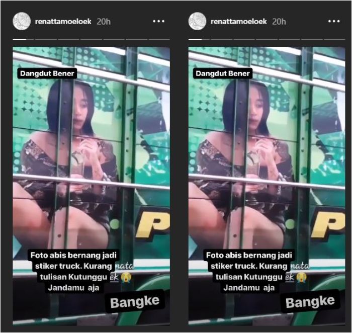 Foto Chef Renatta yang terpampang di dalam bak truk