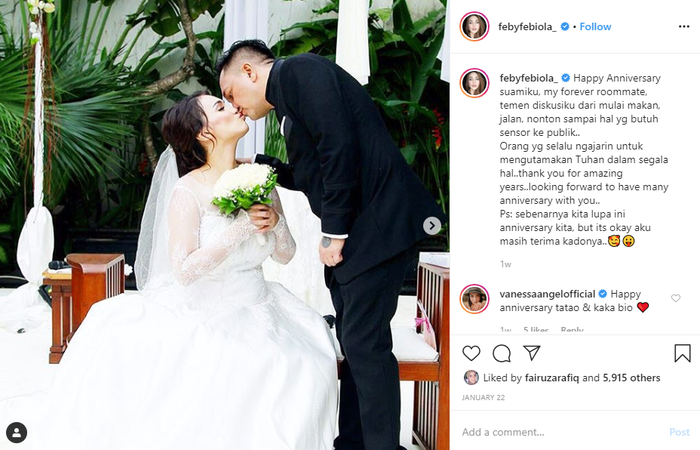 Instagram.com @febyfebiola_
Unggahan Feby Febiola rayakan anniversary pernikahannya