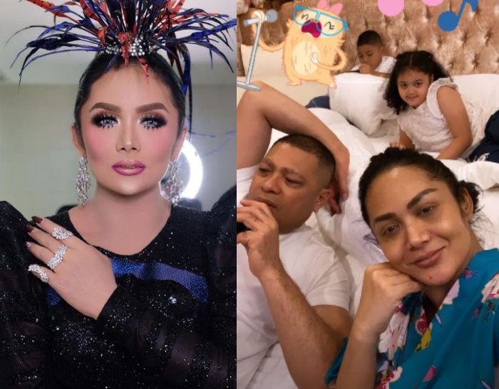 Krisdayanti tampil percaya diri memamerkan penampilannya yang sederhana saat sedang bersantai di rumah