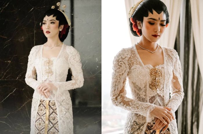 Isyana Sarasvati tampil angun kenakan kebaya tradisional di acara akad nikah rancangan desainer Didiet Maulana