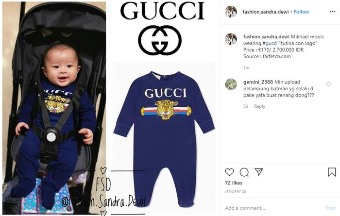 Mikhael Moeis gunakan jumpsuit keluaran Gucci seharga Rp 2,7 juta