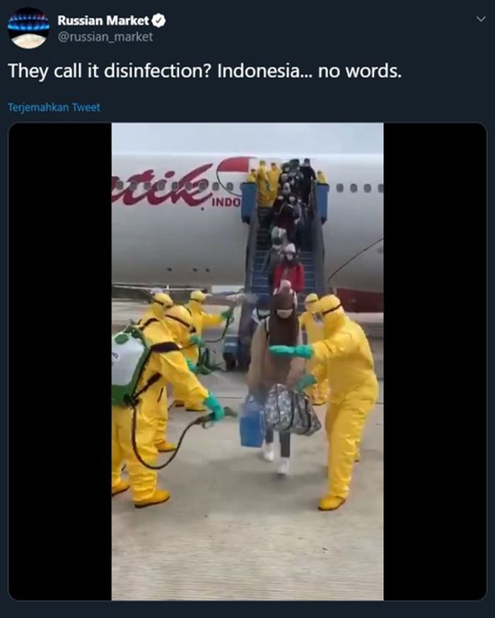 Indonesia kena semprot Rusia perihal penyemprotan disinfektan pada WNI dari Wuhan