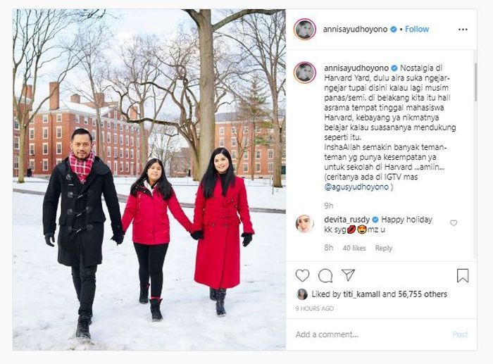 Unggahan Instagram Annisa Pohan
