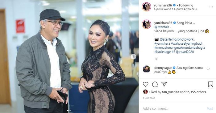Unggahan potret Yuni Shara bersama penyanyi senior, Iwan Fals