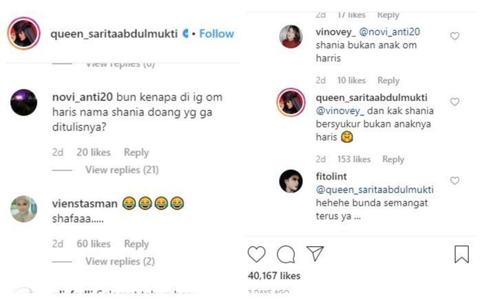 Sarita Abdul Mukti bersama dengan anak sulungnya.