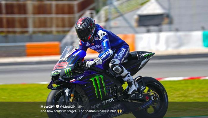 Aksi Jorge Lorenzo bersama Yamaha pada shakedown test MotoGP 2020, Selasa (4/2/2020)