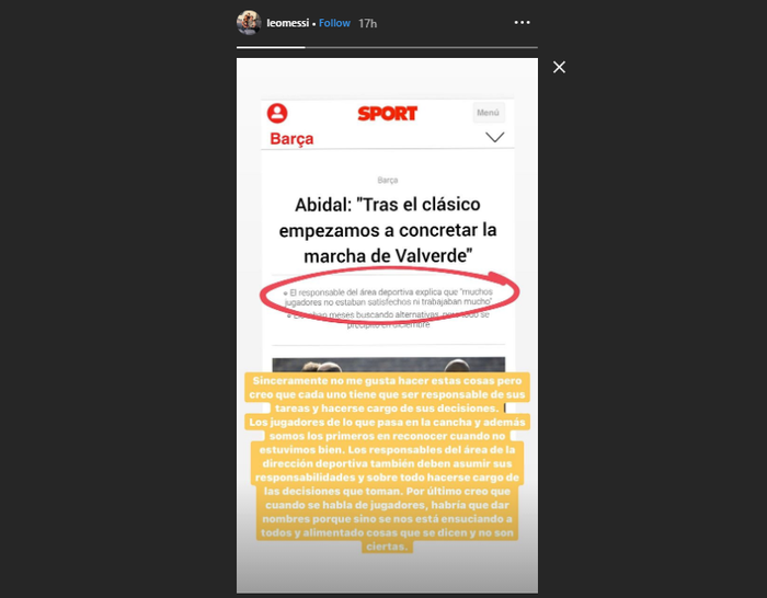 Tanggapan Lionel Messi mengenai komentar Eric Abidal yang menyebut pemecatan Ernesto Valverde disebabkan oleh pemain Barcelona yang tak bekerja dengan maksimal di bawah arahannya.