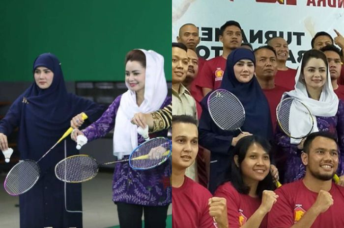 Penmapilan syar'i <a href='https://palu.tribunnews.com/tag/mulan-jameela' title='Mulan Jameela'>Mulan Jameela</a> kenakan paduan sepatu sneakers saat hadiri acara ulang tahun partai Gerindra