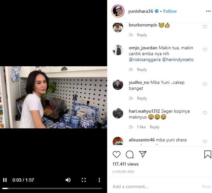 Komentar netizen di unggahan Yuni Shara